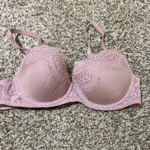 Lace Trimmed Pink Bra